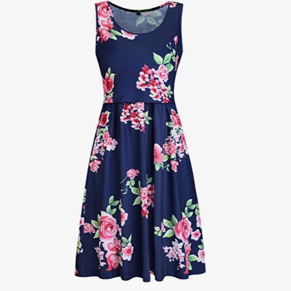 Womens Dress with Pockets Sleeveless Summer Nursing Dresses for Breastfeeding